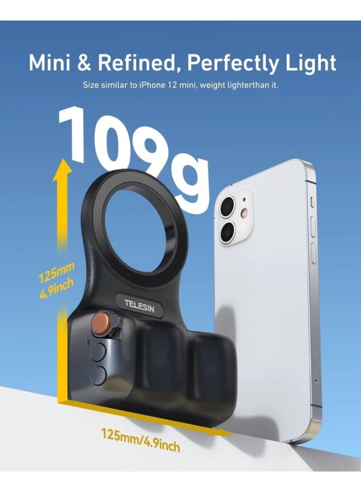 TELESIN Magnetic Camera Grip 2, Professional Photography Handle for Mobile Devices, Ergonomic Design (Black) - Image 3